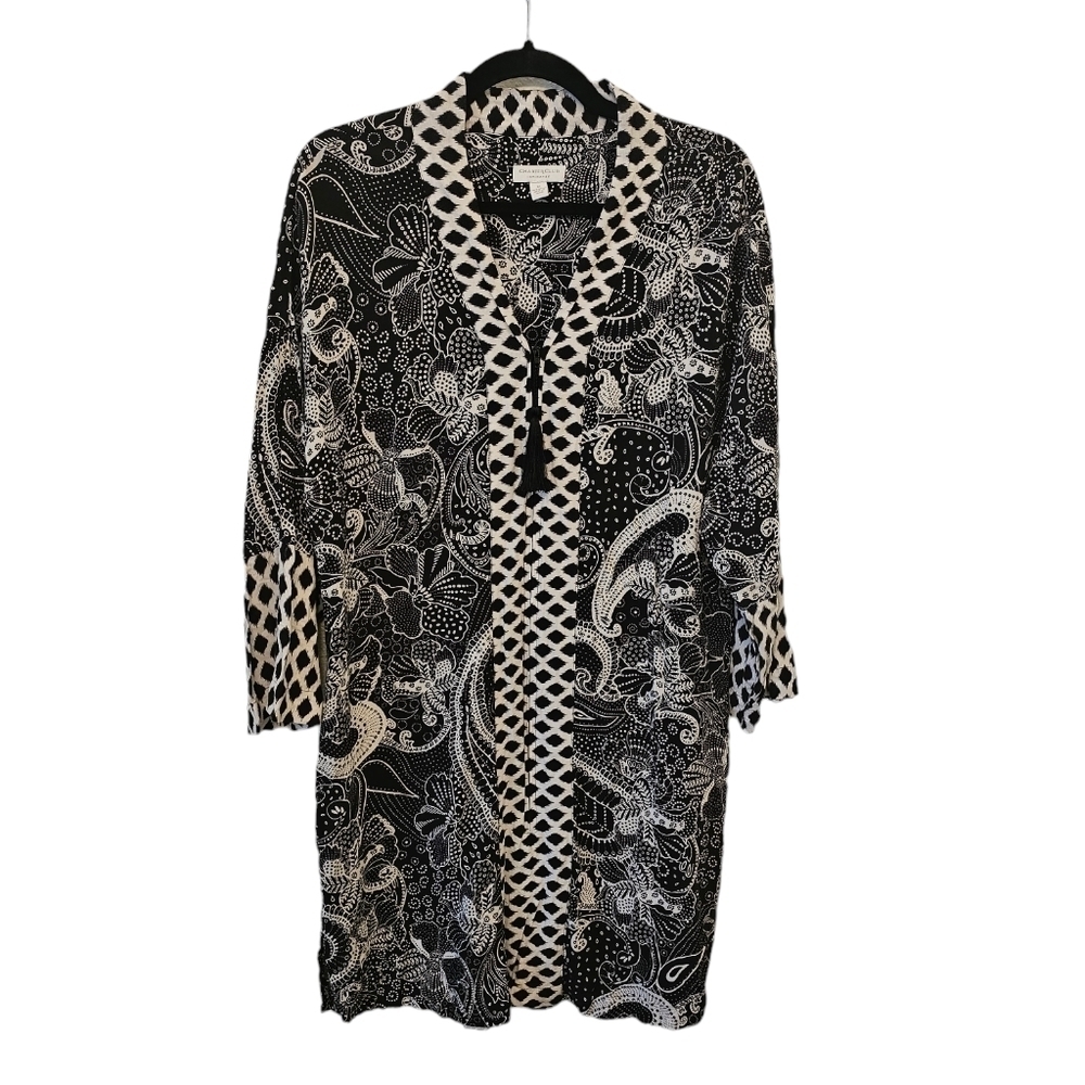 Charter Club Intimate Medium 100% Rayon Floral Tassel Tunic Pockets